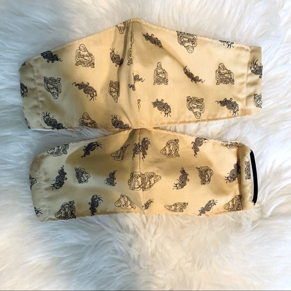 2/$12 Face Mask Buddha Dragon Print Size OS
